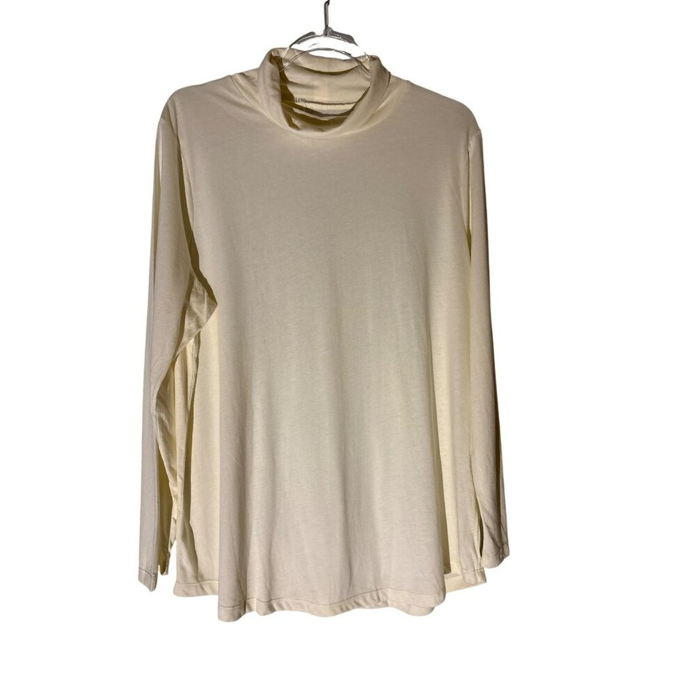 NWT J. Jill Ivory Long-Sleeve Relaxed Cotton/Modal Blend Turtleneck Top Size 1X